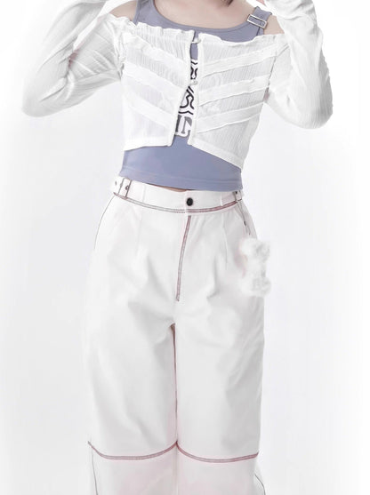 Summer Invasion Sunscreen Skeleton Jacket Blue White Fresh Color Suit