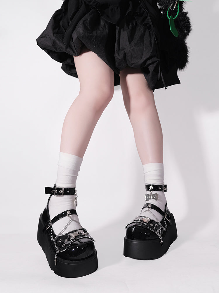 Punk Rivet Bone Millennium Platform Shoes