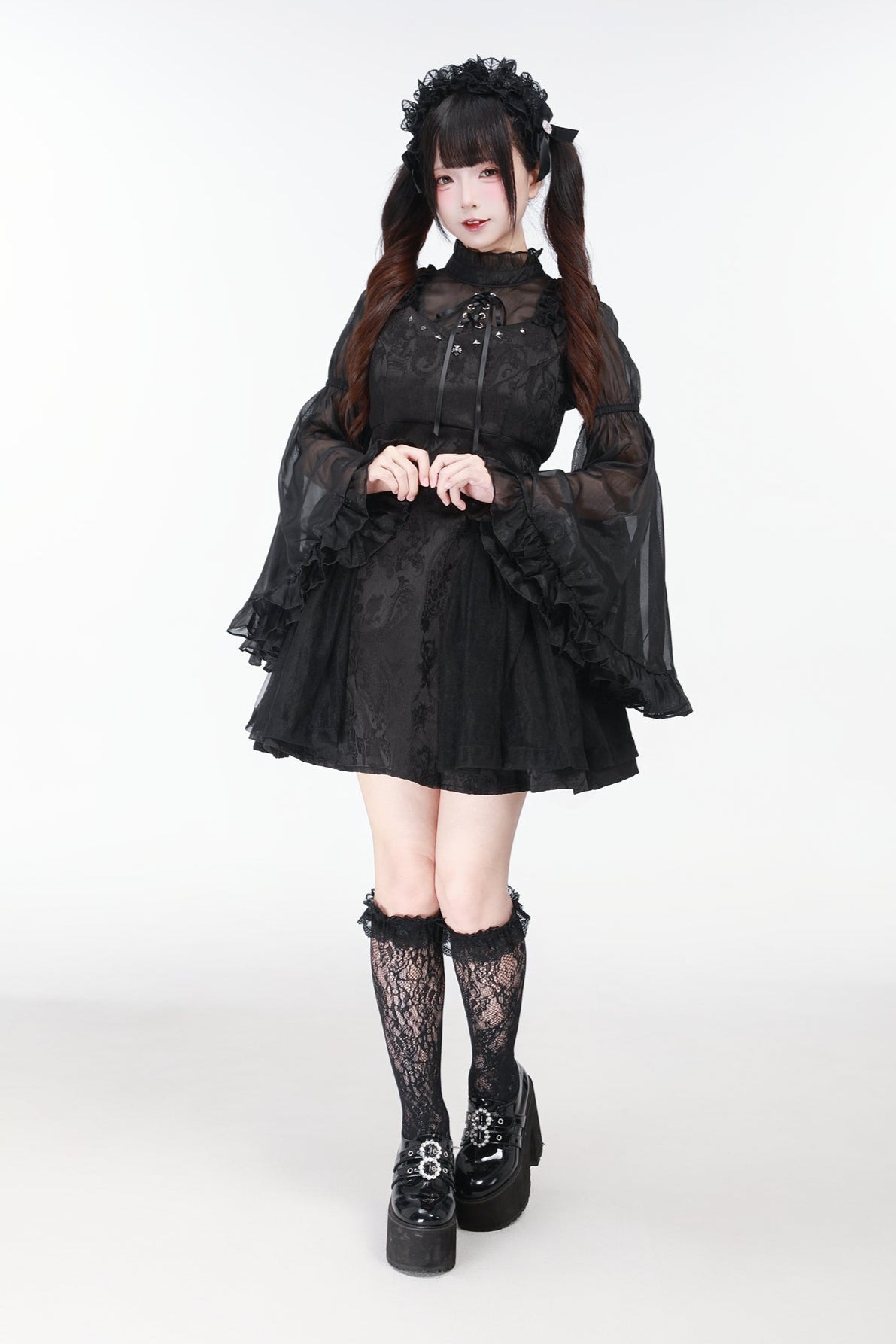 Jirai Bird Suspender Dress + Sheer Sleeve Top