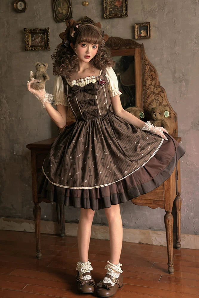 Doll Collar Brown Retro Princess Lolita Dress