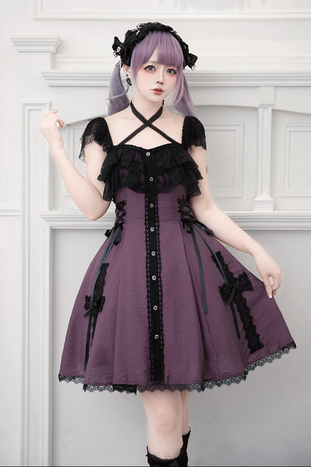 [reservations] Gothic Dark Mine Lace Flying Sleeve Dress + Choker