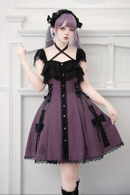 [reservations] Gothic Dark Mine Lace Flying Sleeve Dress + Choker