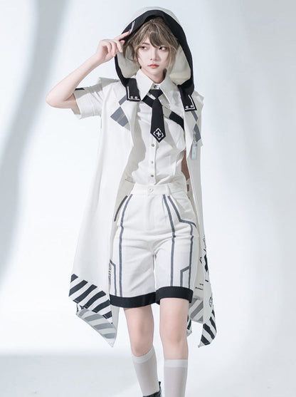 Virtual Military Cool Handsome Shirt Short Pants Cape Set
