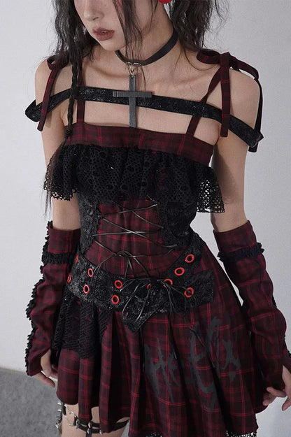 Magic Rhythm Plaid Asymmetrical Dress