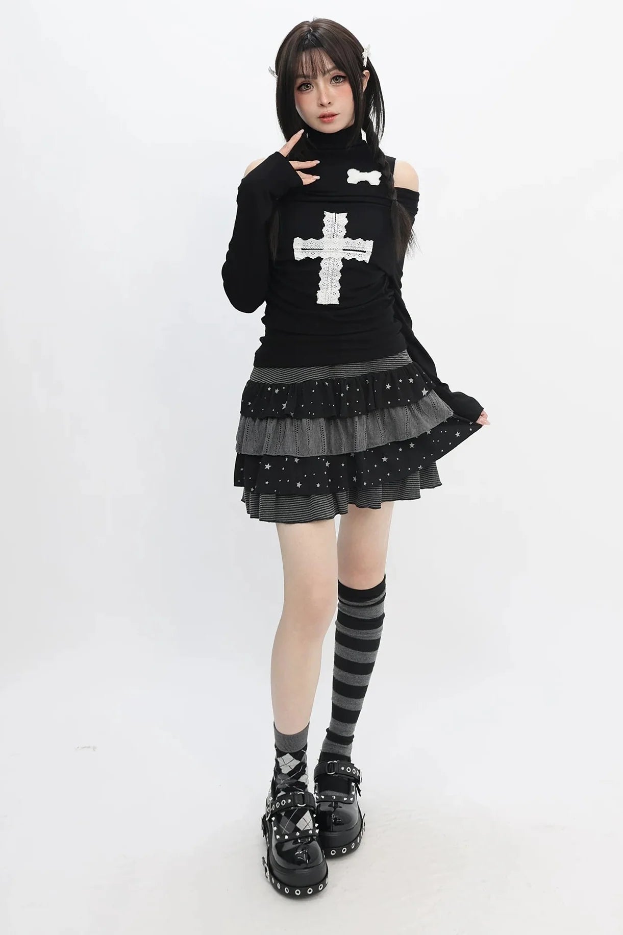Lace Cross Off-shoulder Top