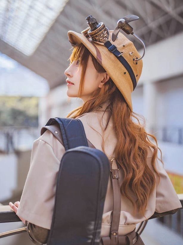 Steampunk Explorer Straw Helmet Retro Sun Visor Adventure Cap