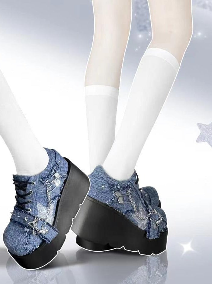 Denim Dark Platform Shoes