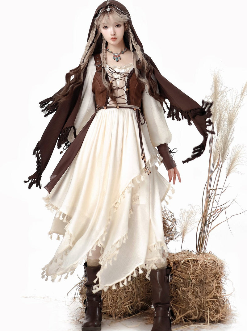 Exotic Style Dress + Vest + Cape