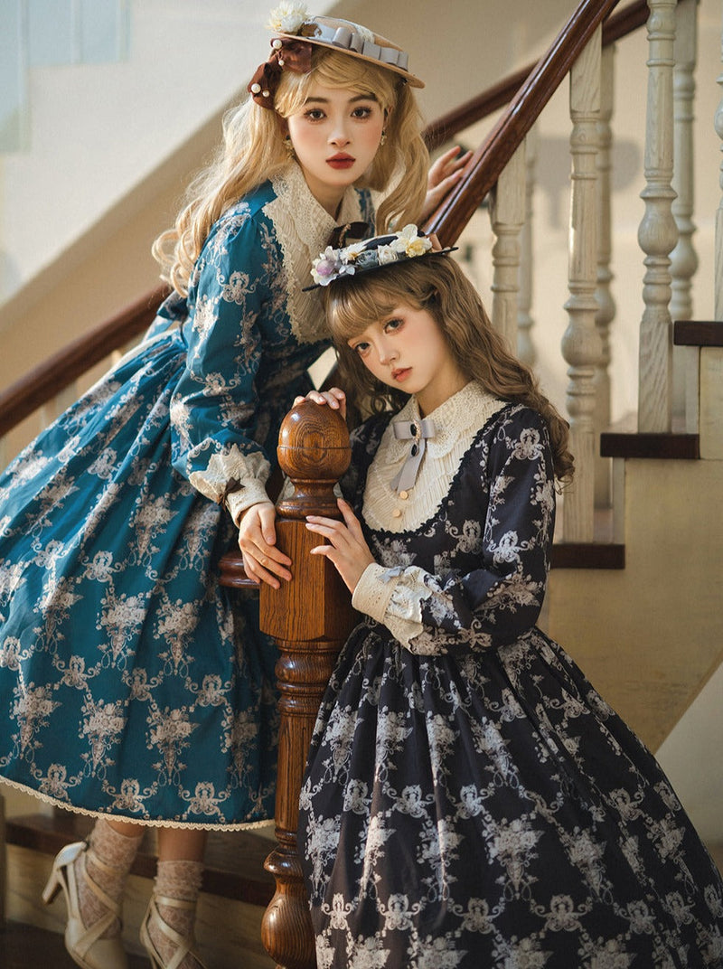 [pre-order] Antique Flower Wall Lolita Retro Cake Pendant Dress