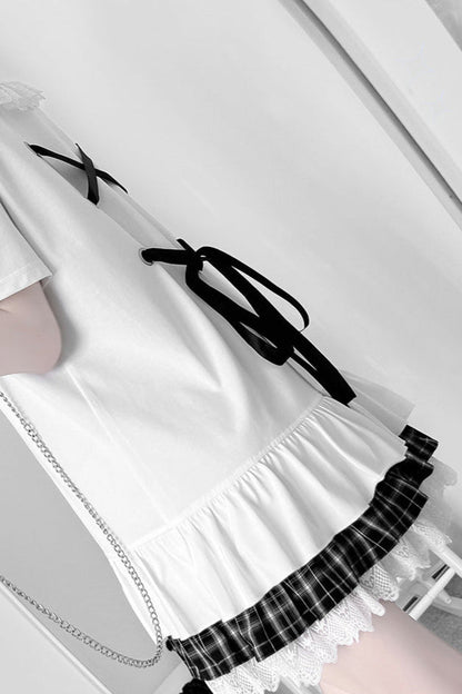 Subculture Print Off Shoulder Tie Dress