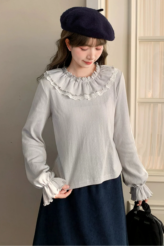Frill Collar Retro Sweet Top