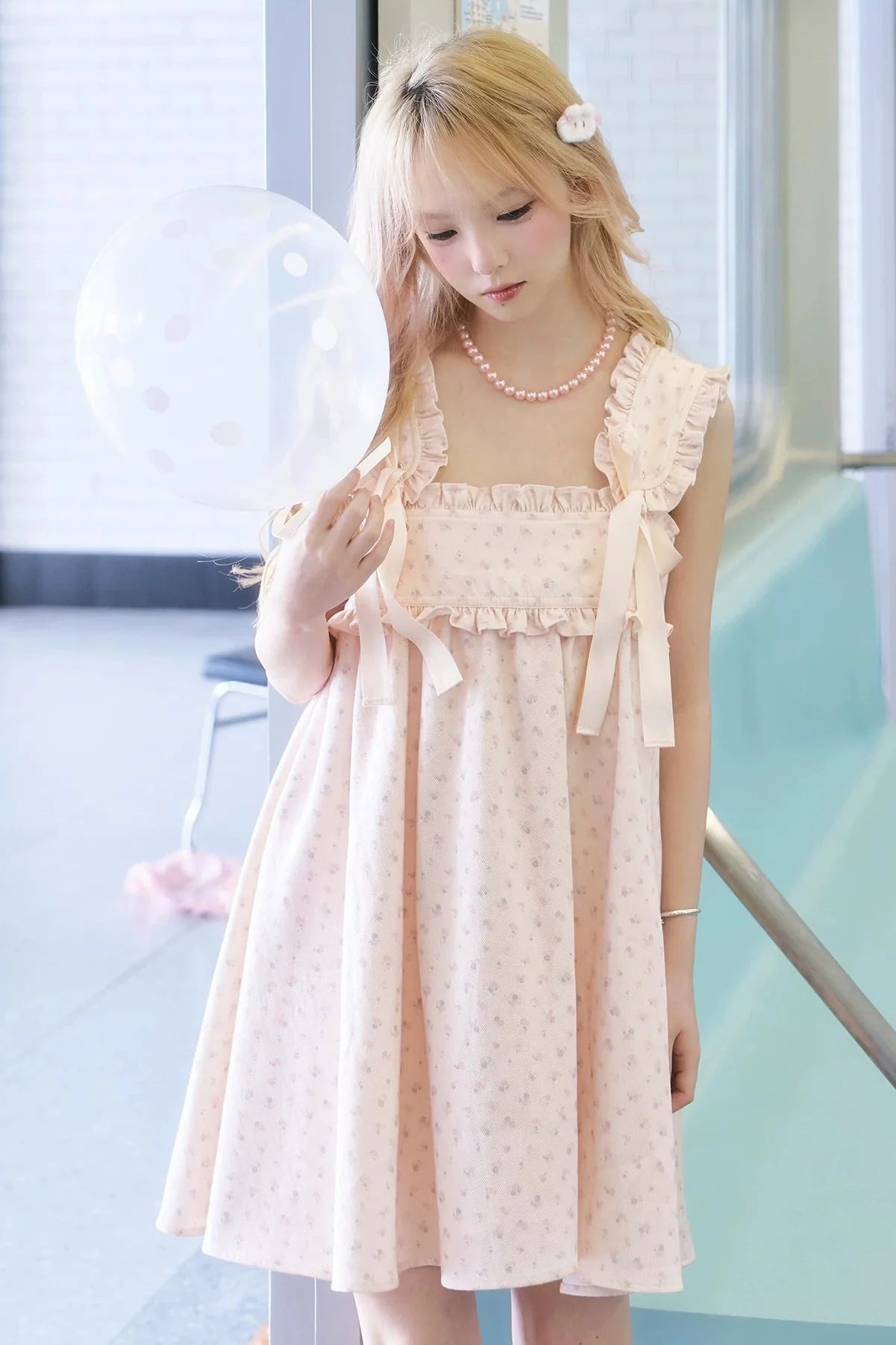 Tender Pink Sleeveless Ribbon Dress