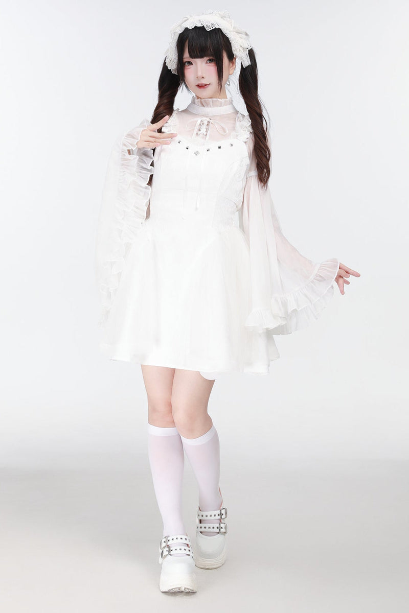 Jirai Bird Suspender Dress + Sheer Sleeve Top