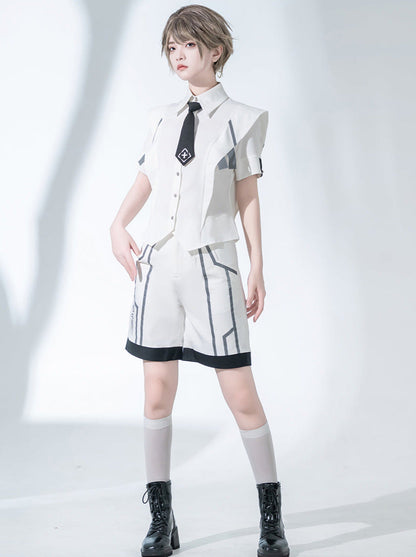 Virtual Military Cool Handsome Shirt Short Pants Cape Set