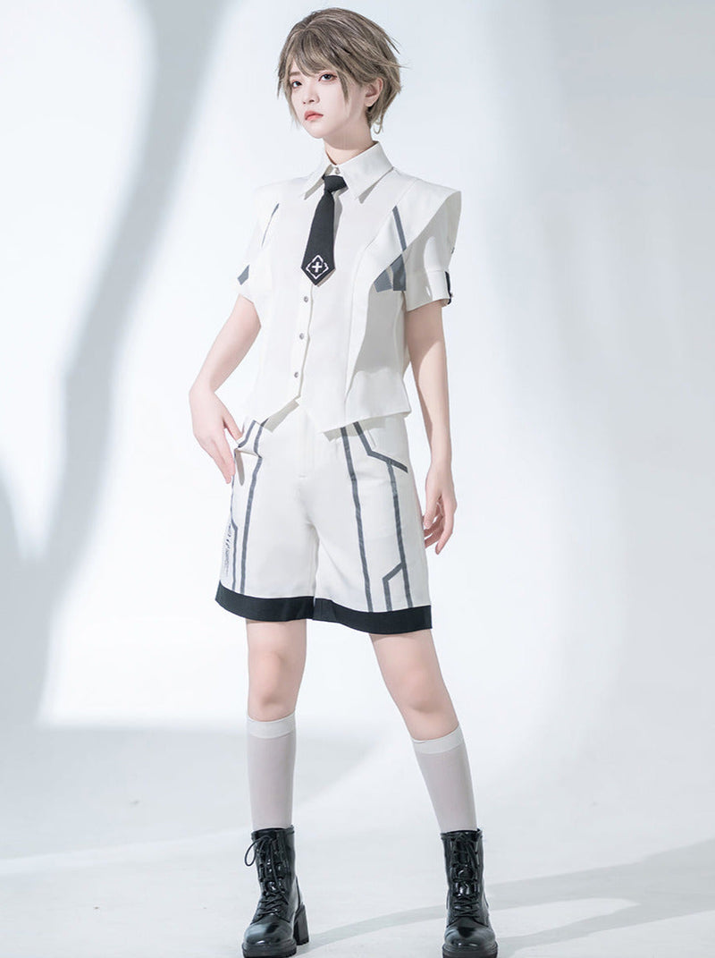 Virtual Military Cool Handsome Shirt Short Pants Cape Set