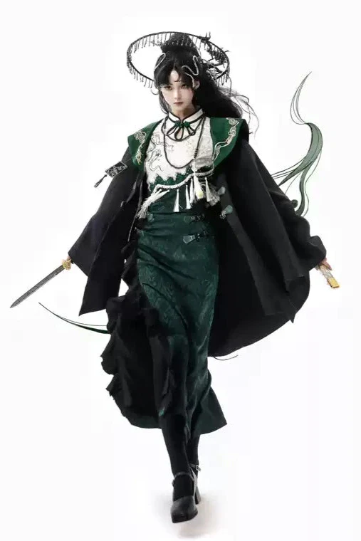 [pre-order] Chinese-style Snake Coat Hoodie Cape Tassel Dress Suit