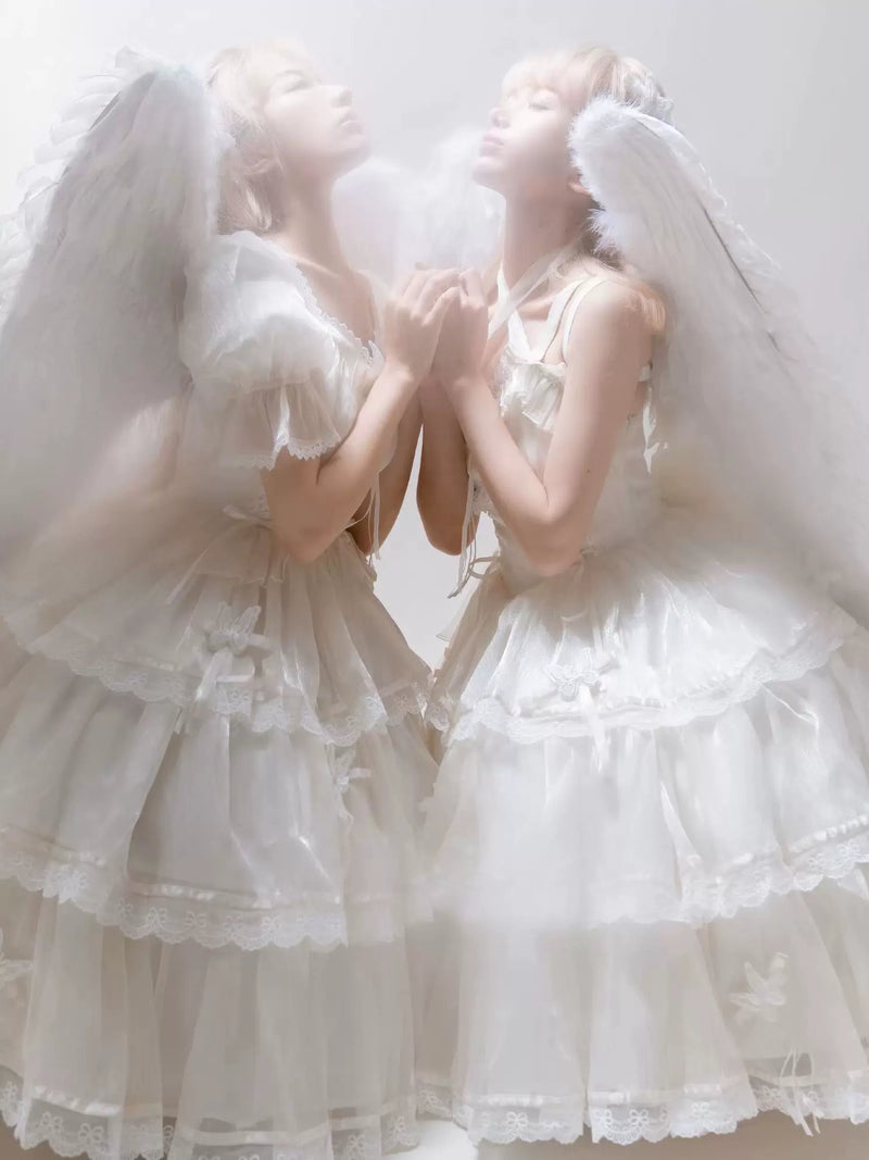 Light Flower Wedding Lolita Dress + Halterneck Suspender Dress