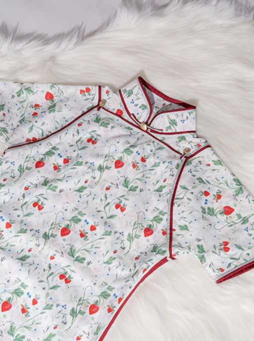 Strawberry Piping Cheongsam Dress