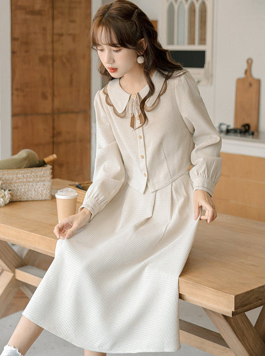 Retro Girly Short Shirt + Flare Skirt