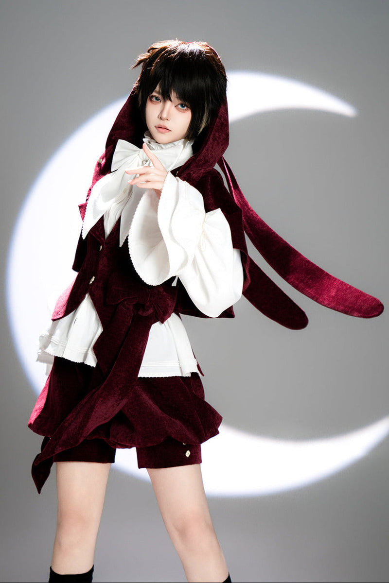 Hunting Rabbit Retro Red Bunny Ear Jacket + Vest + Shorts