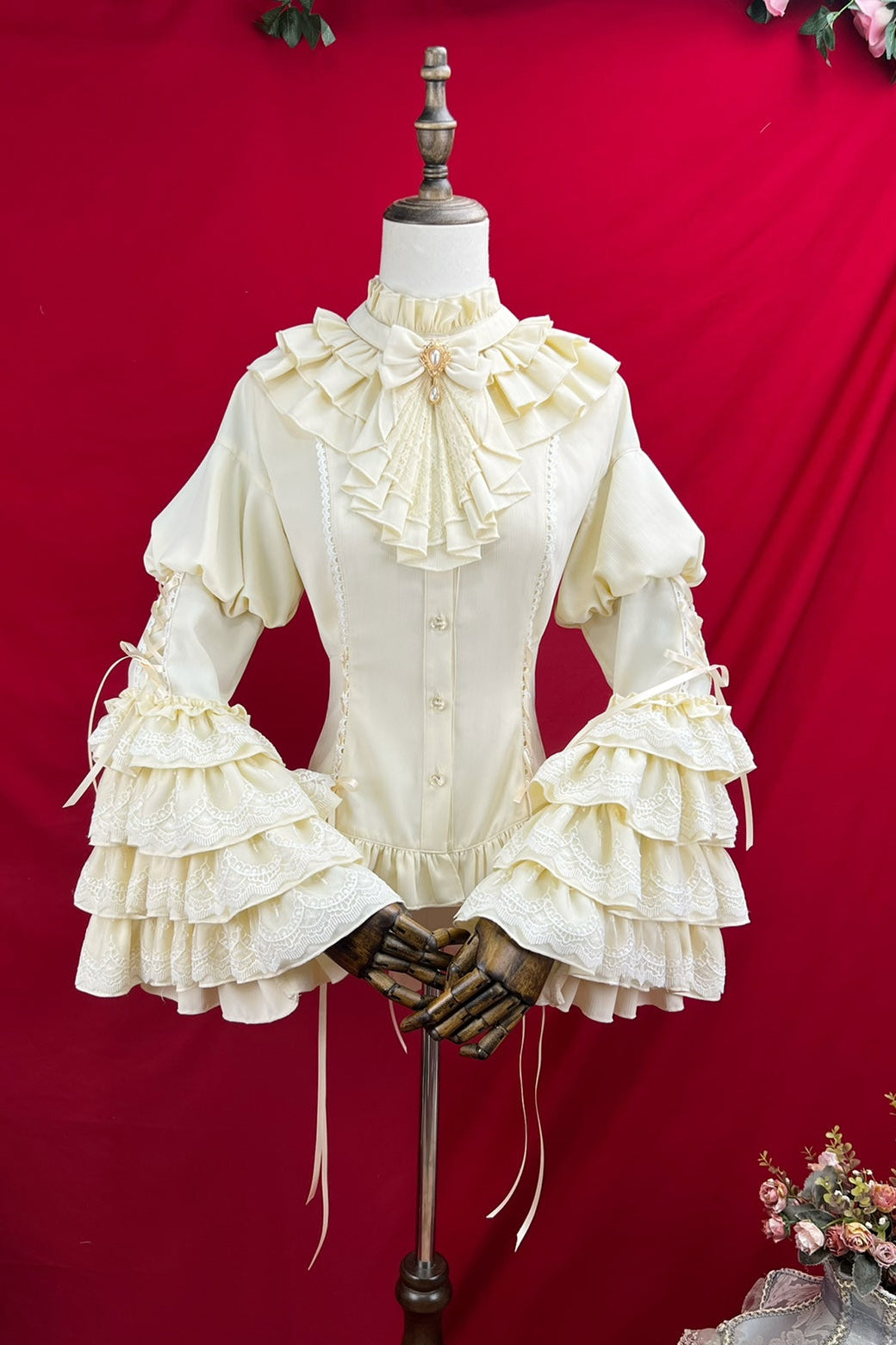 Princess Sleeve Lolita Gothic Blouse + Flare Skirt + Waist Belt