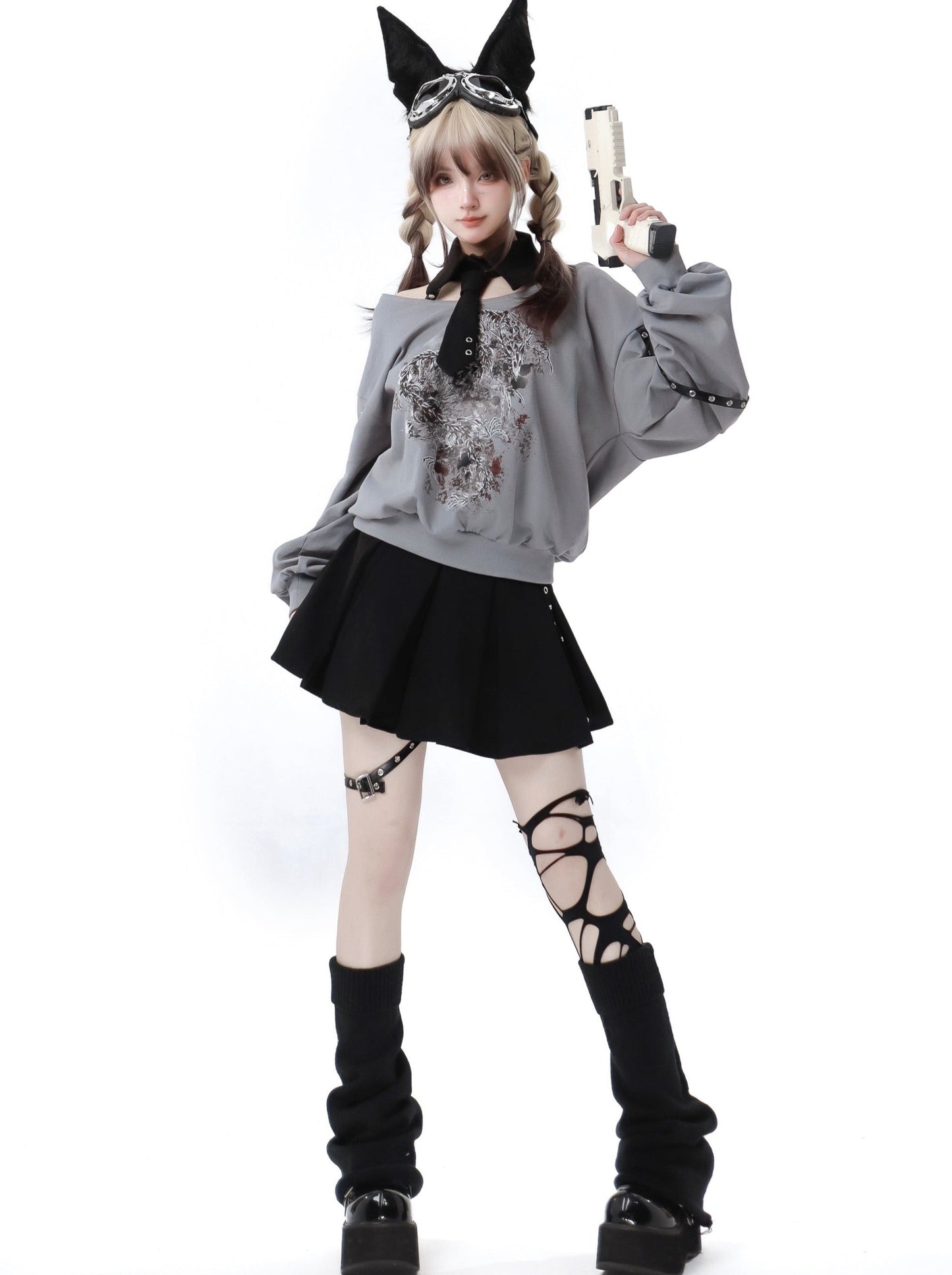 Sleepless Dragon Top + Pleated Skirt