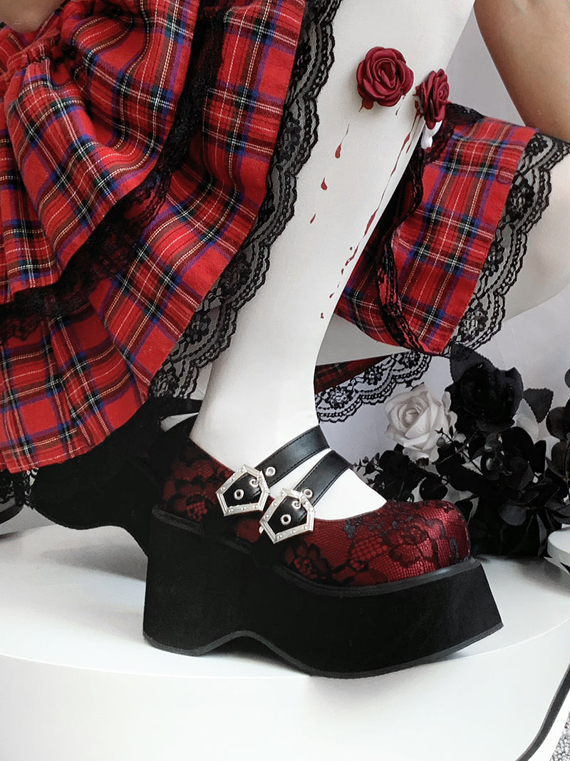 Retro Round Toe Gothic Punk Platform Shoes [matte/lace]