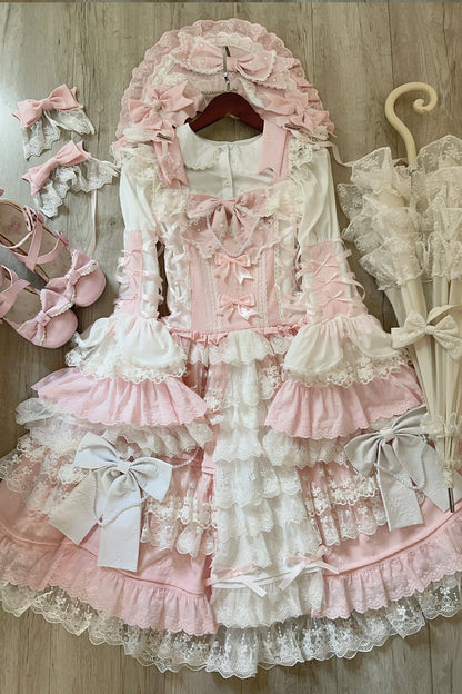 [pre-order] Peach Rabbit Antique Doll Lolita Dress Set