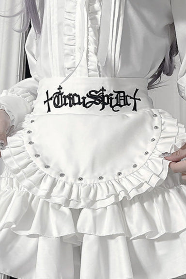 Light Asia Dark Slim Long Sleeve Top + Faux Apron Short Skirt