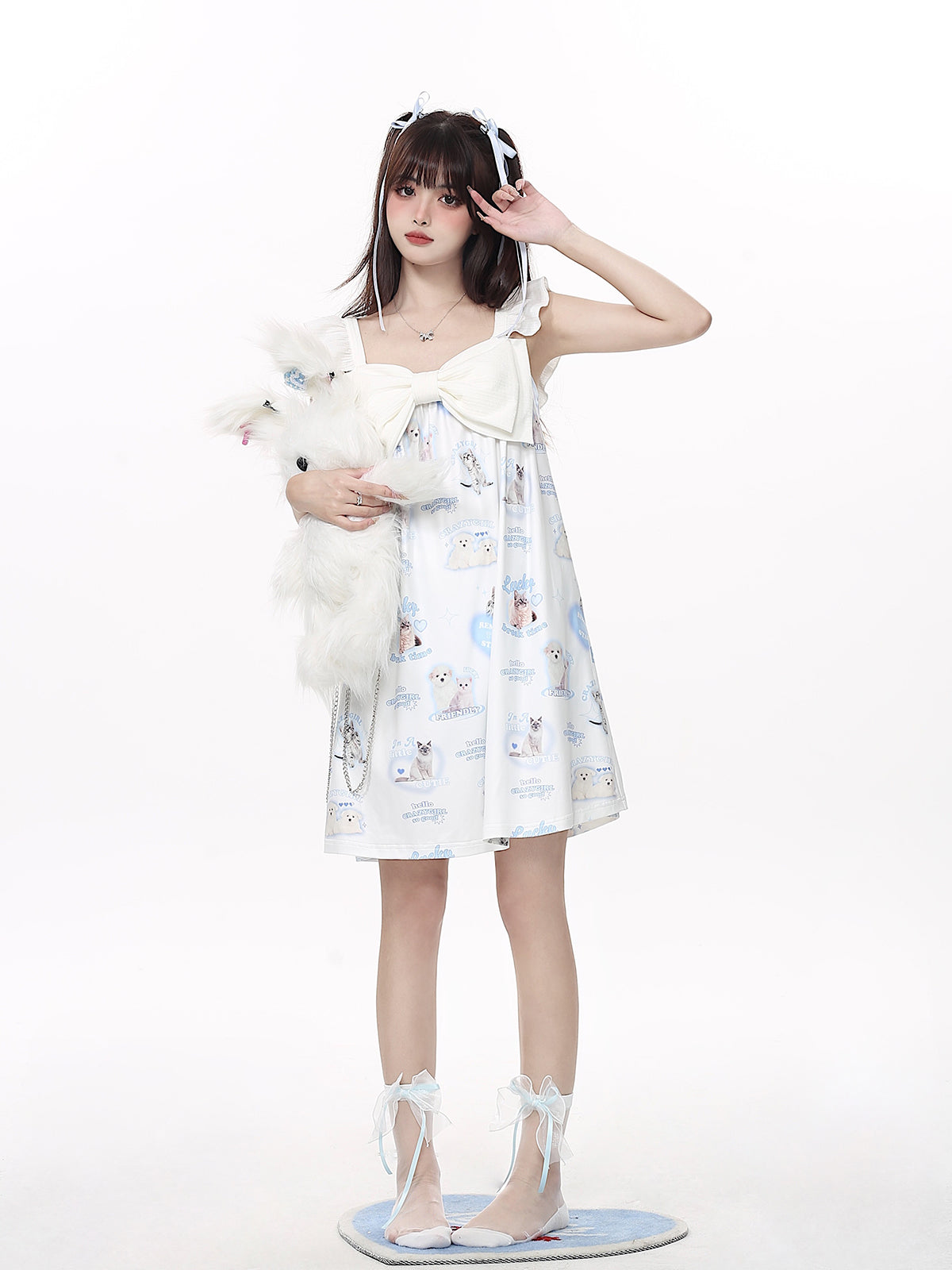 Dog & Cat Nightwear Set / Big Ribbon Girly Night Dress