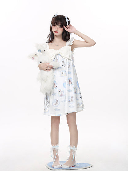 Dog & Cat Nightwear Set / Big Ribbon Girly Night Dress