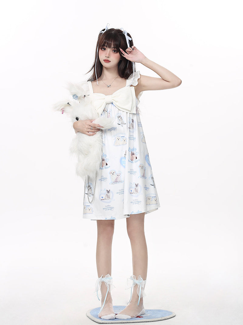 Dog & Cat Nightwear Set / Big Ribbon Girly Night Dress