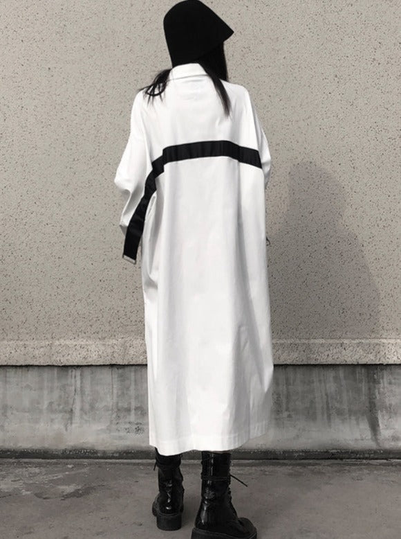 Dark Style Design Mid Length Shirt Dress