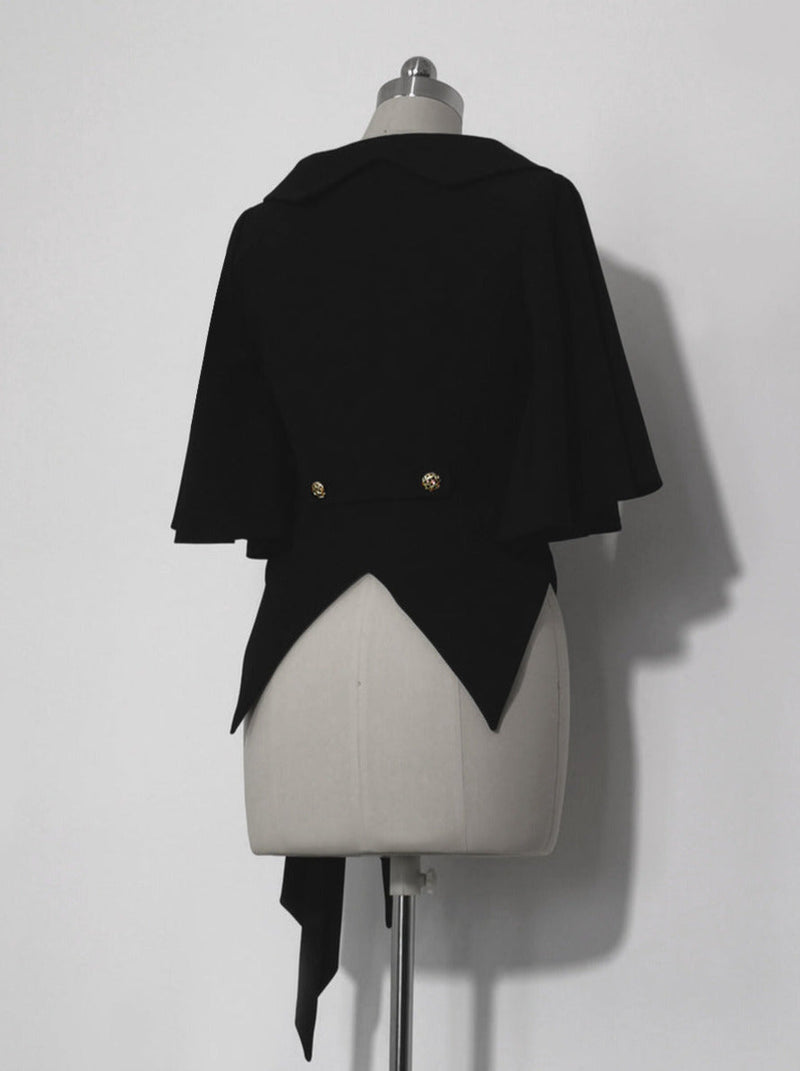 Rabbit Retro Dark Cool Rabbit Ears Hoodie Set [cape Coat / Blouse / Short Pants]