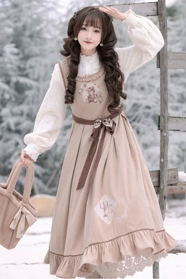 Antique Lace Corduroy Dress + Blouse