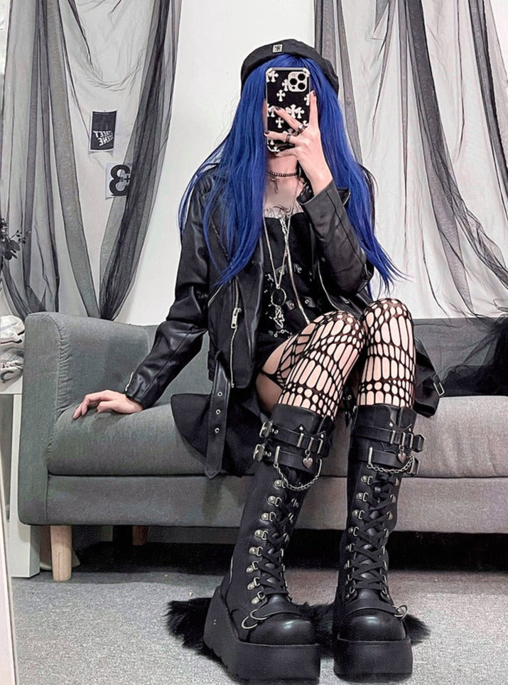 Spice Punk Style Gothic Platform Long Boots