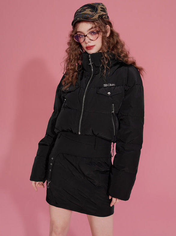 Duck Down Short Jacket + Skirt Set