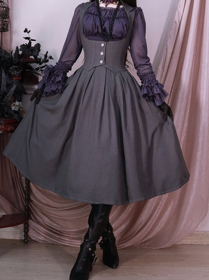 Retro Classical Lolita Skirt + Ruffled Shirt