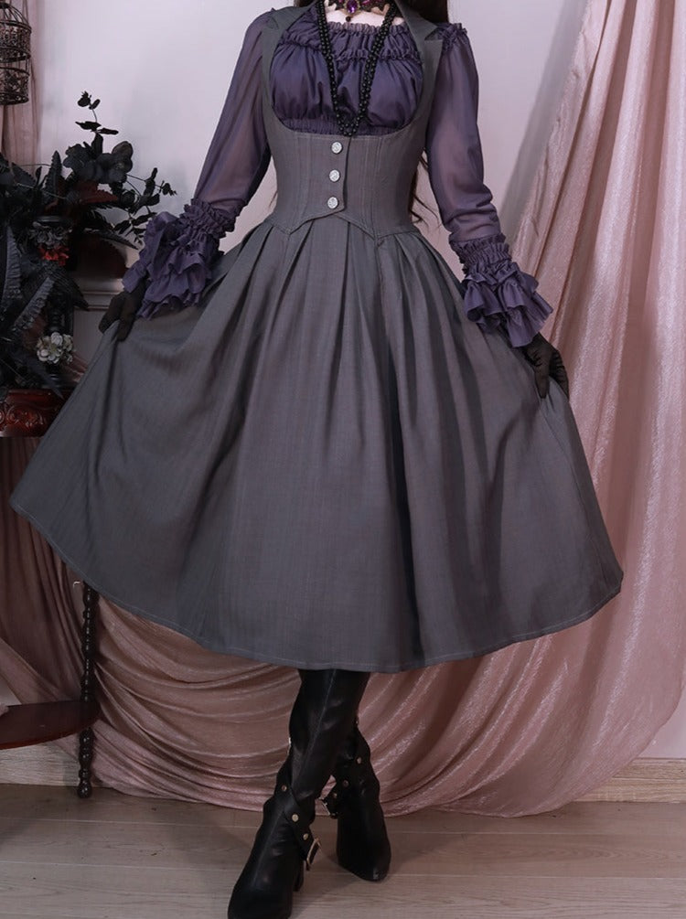 Retro Classical Lolita Skirt + Ruffled Shirt