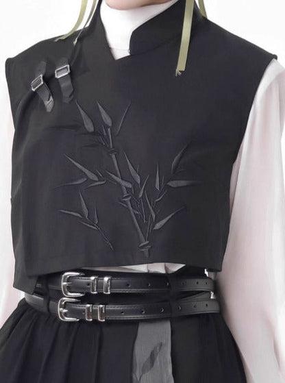New Chinese-style Bamboo Print Black White Design Suit