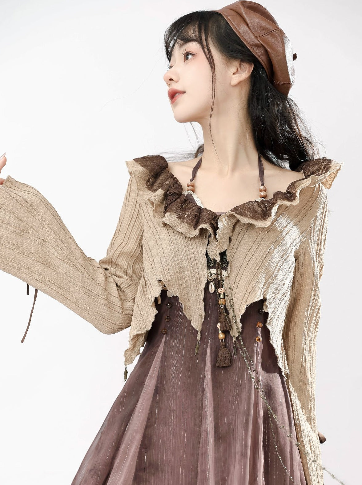 Style Camisole Dress + Ruffle Short Cardigan