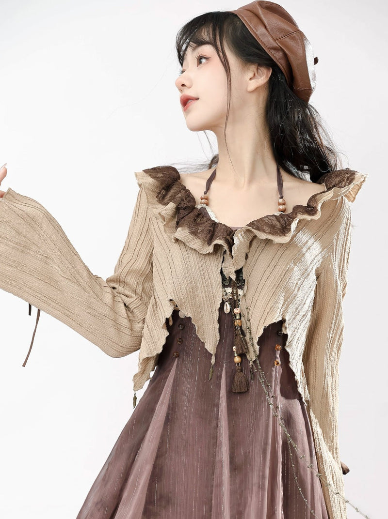 Style Camisole Dress + Ruffle Short Cardigan