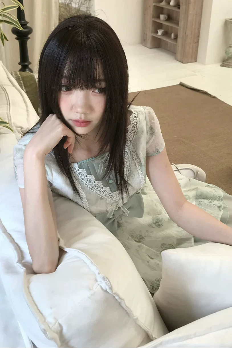 Tai Ming Green Jacquard Dress