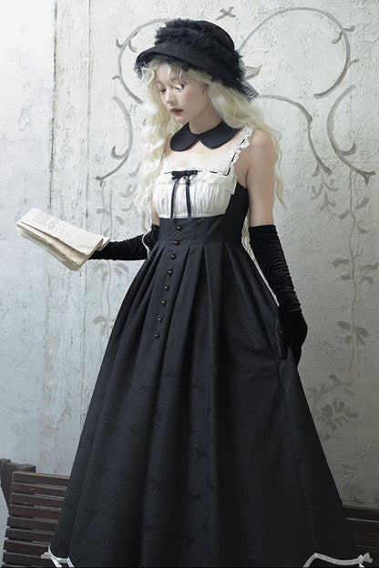 Silent Black Lady Lolita Princess Jumperskirt + Cropped Top