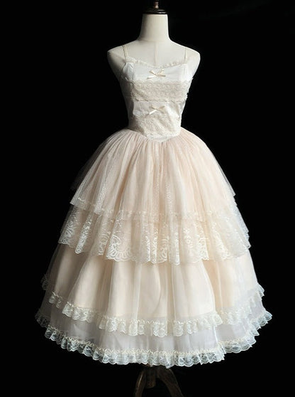 [pre-order] Pure White Girly Lolita Dress + Cardigan + Inner Top + Veil + Sleeves