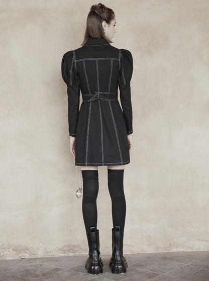 Double Pocket Waist Mark Denim Dress