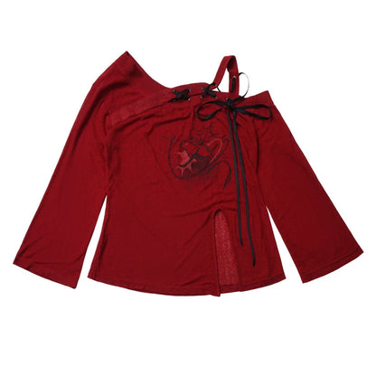 Paneled Mode Red Top + Mode Pants + Rose Belt