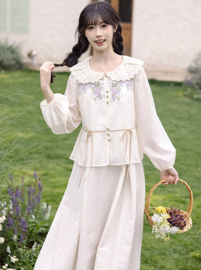 [pre-order] Retro Flower Sweet Top + Long Skirt