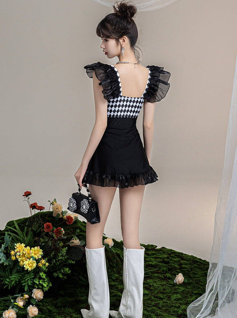 Mode Ruffle Design One Piece Swimsuit