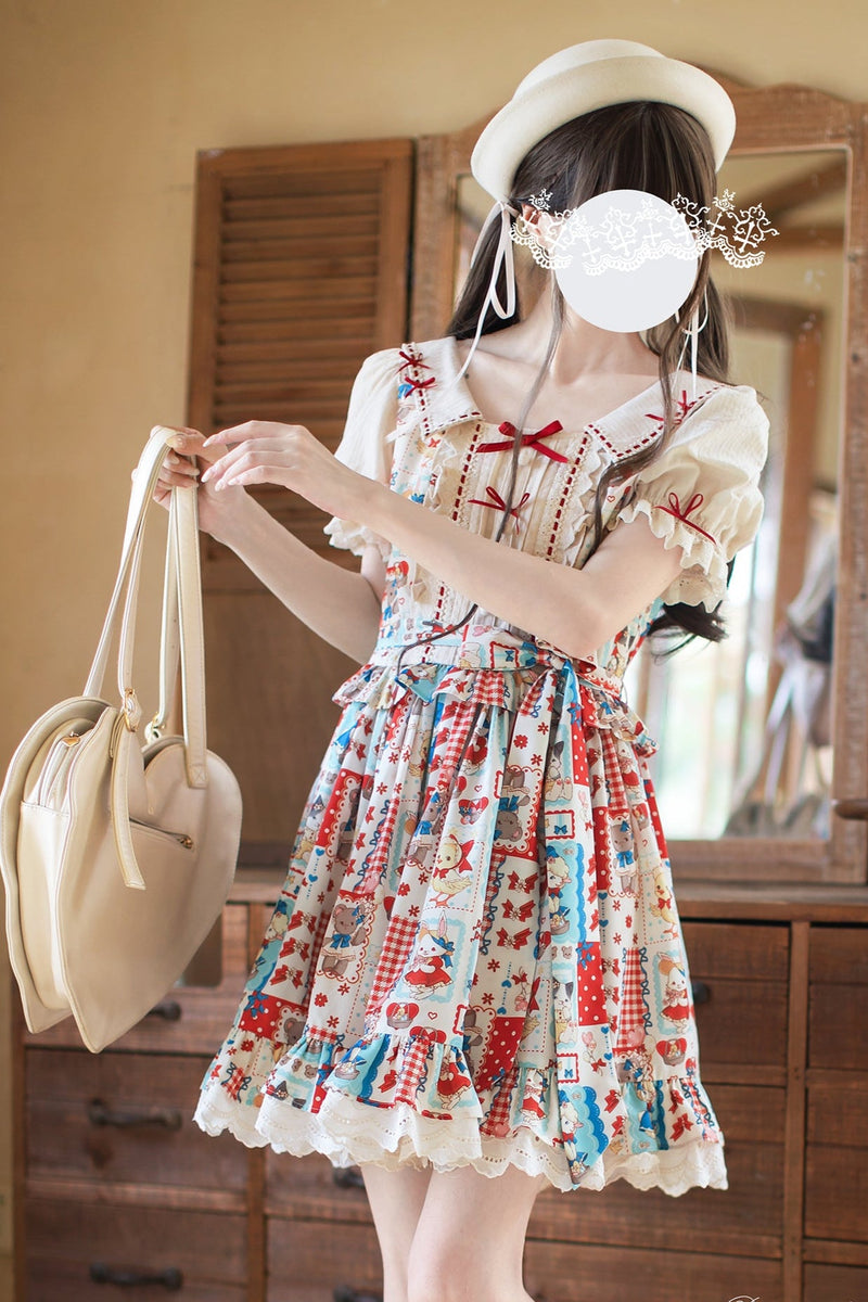 Retro Pop Doll Patchwork Dress